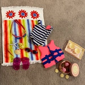 Beach and tea set for American girl doll